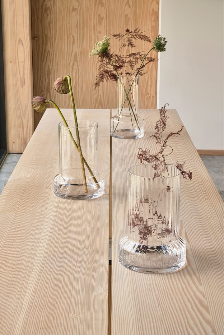 Jarrón de vidrio Hvils acanalado Ø21 cm, Clear Villa Collection
