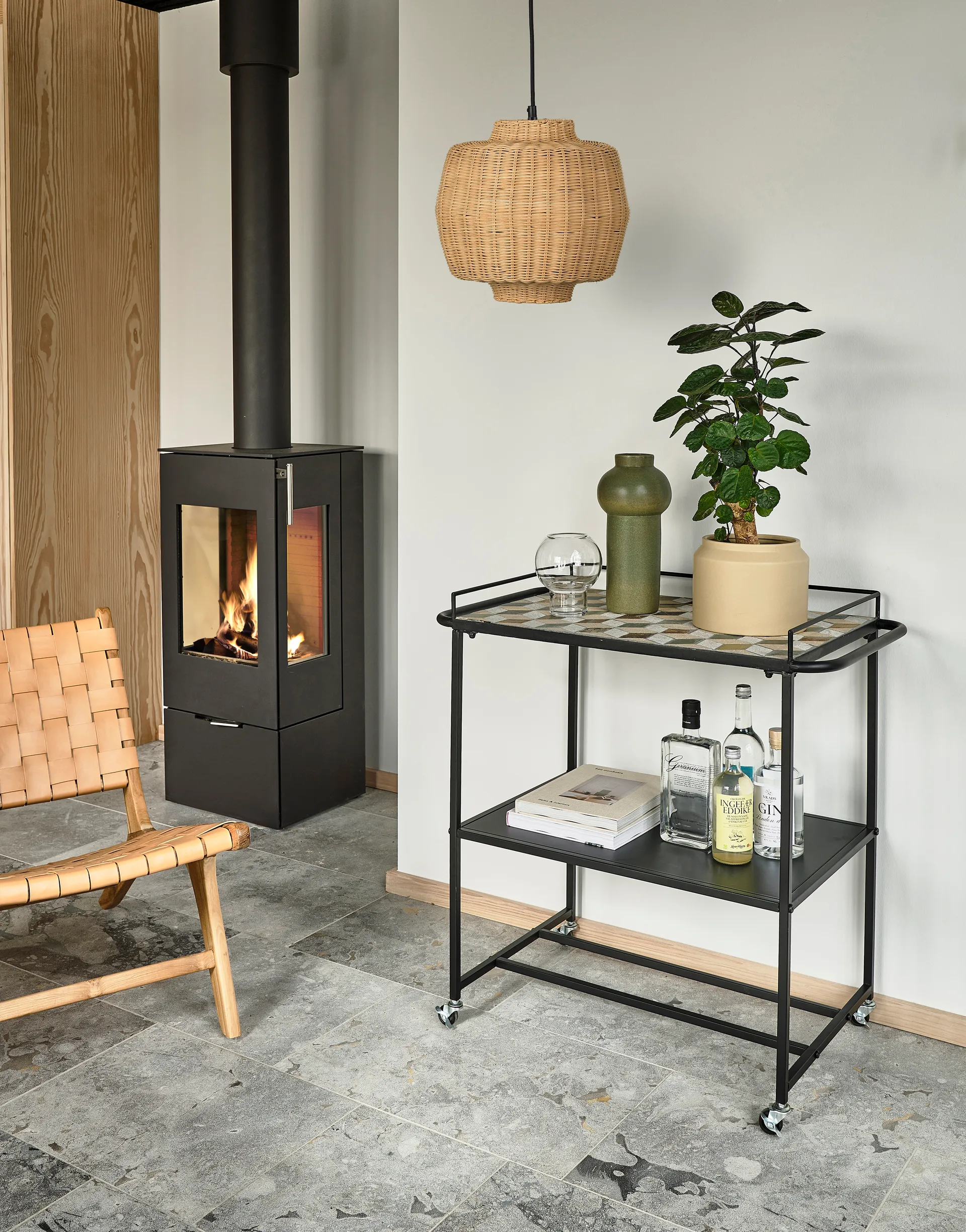 Lámpara colgante Vilna ratán natural, Ø30 cm Villa Collection