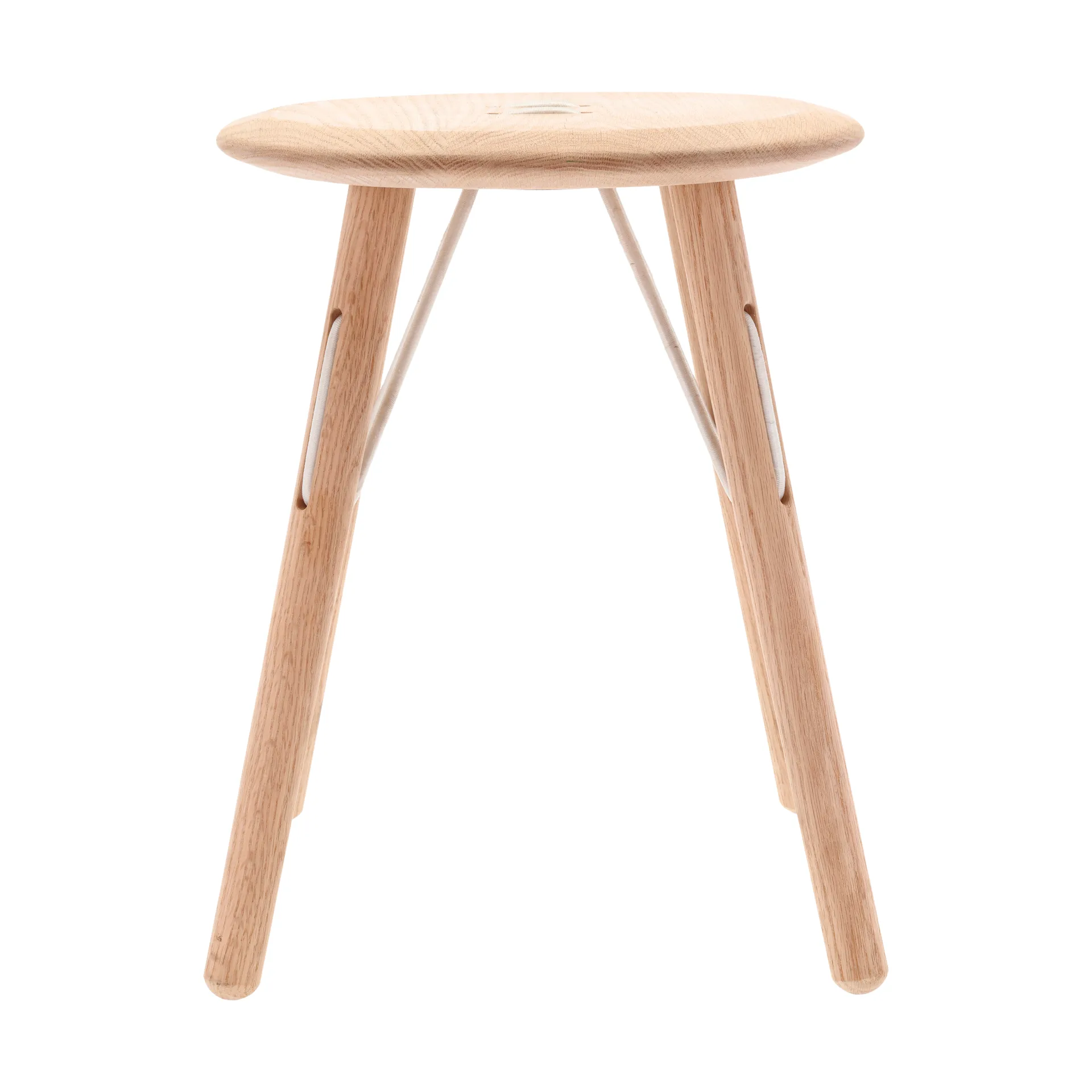 Taburete redondo Barv 45xØ37,7 cm, Roble macizo sin tratar Villa Collection