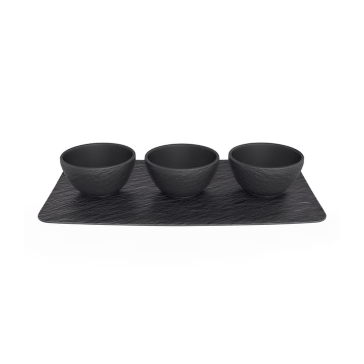 3 Boles para salsa con bandeja Manufacture Rock - negro - Villeroy & Boch