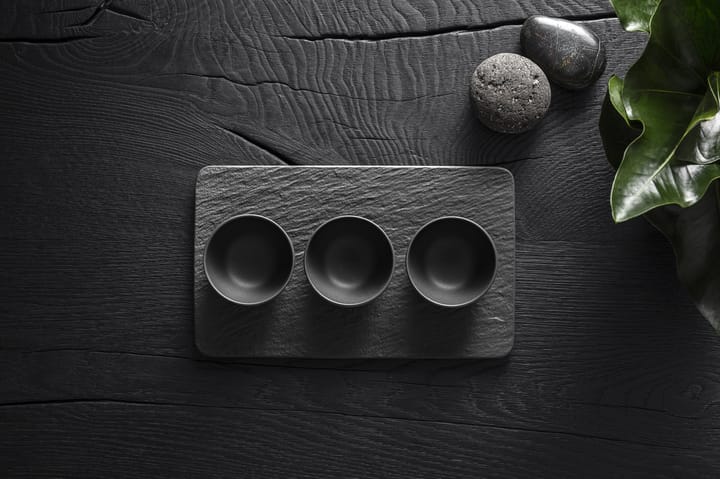 3 Boles para salsa con bandeja Manufacture Rock, negro Villeroy & Boch