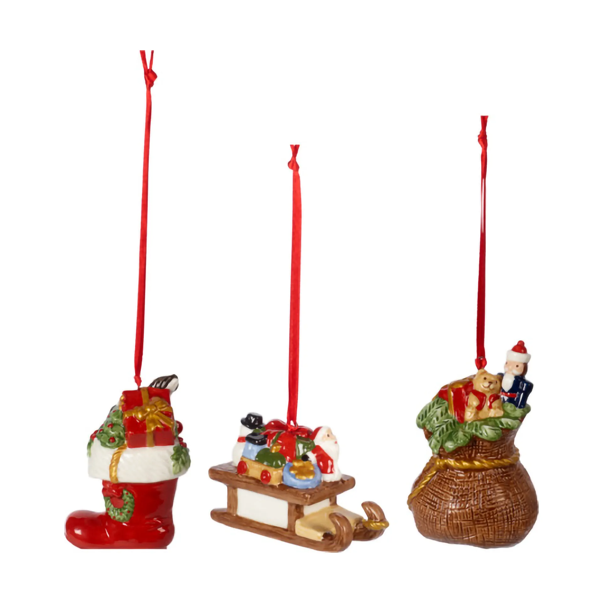 Adornos navideños Nostalgic regalos, 3-pack, Rojo-marrón Villeroy & Boch