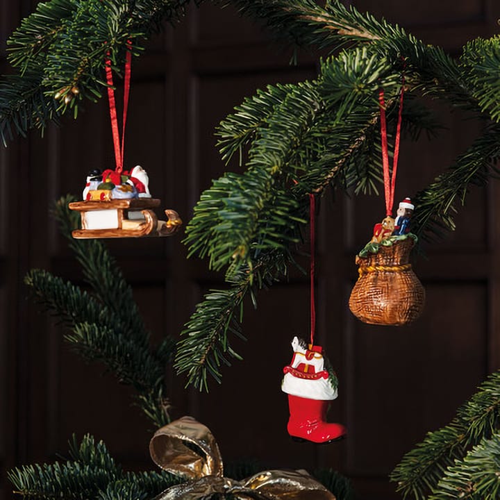 Adornos navideños Nostalgic regalos, 3-pack, Rojo-marrón Villeroy & Boch
