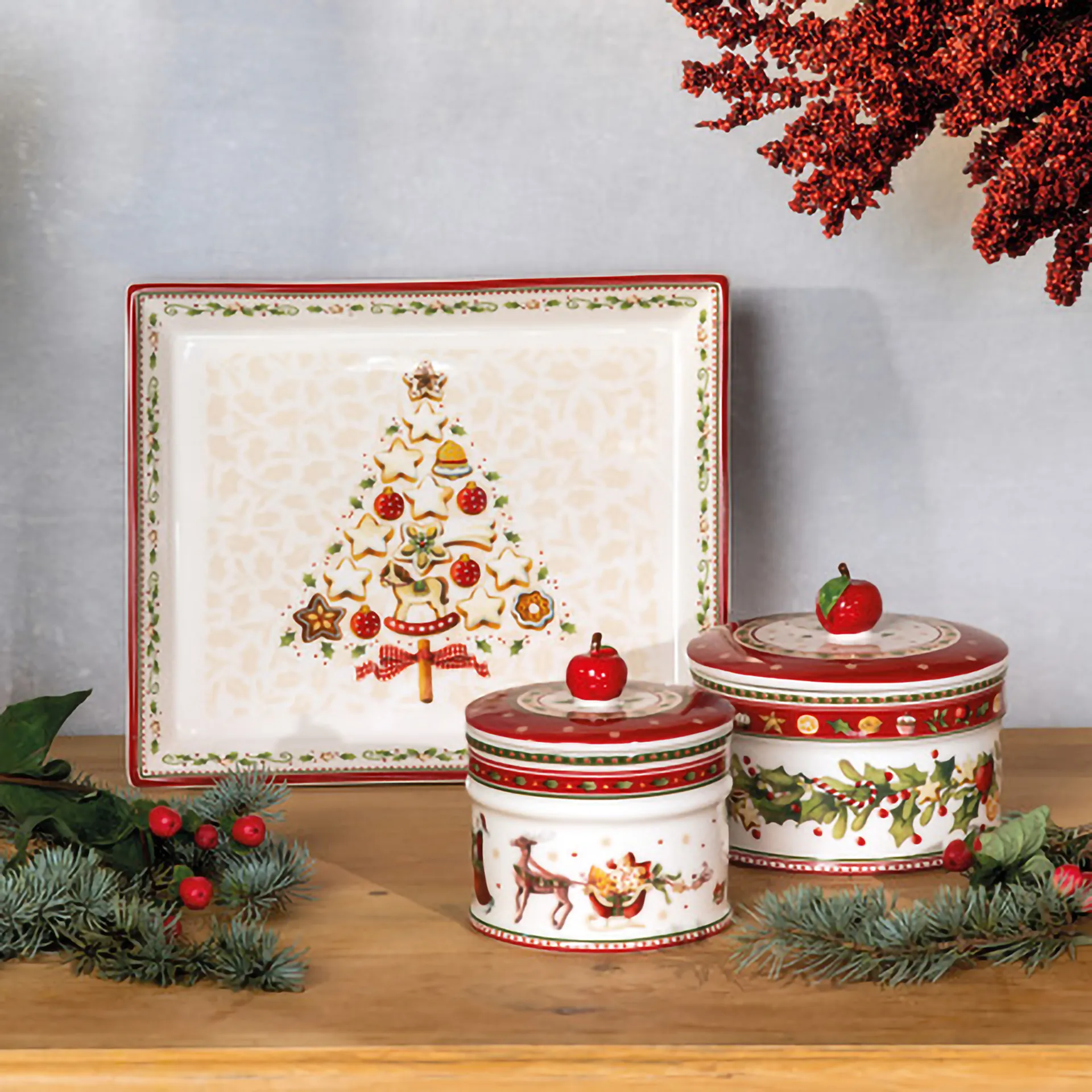 Bote de galletas Winter Bakery M, 0,55 L, Blanco-rojo Villeroy & Boch