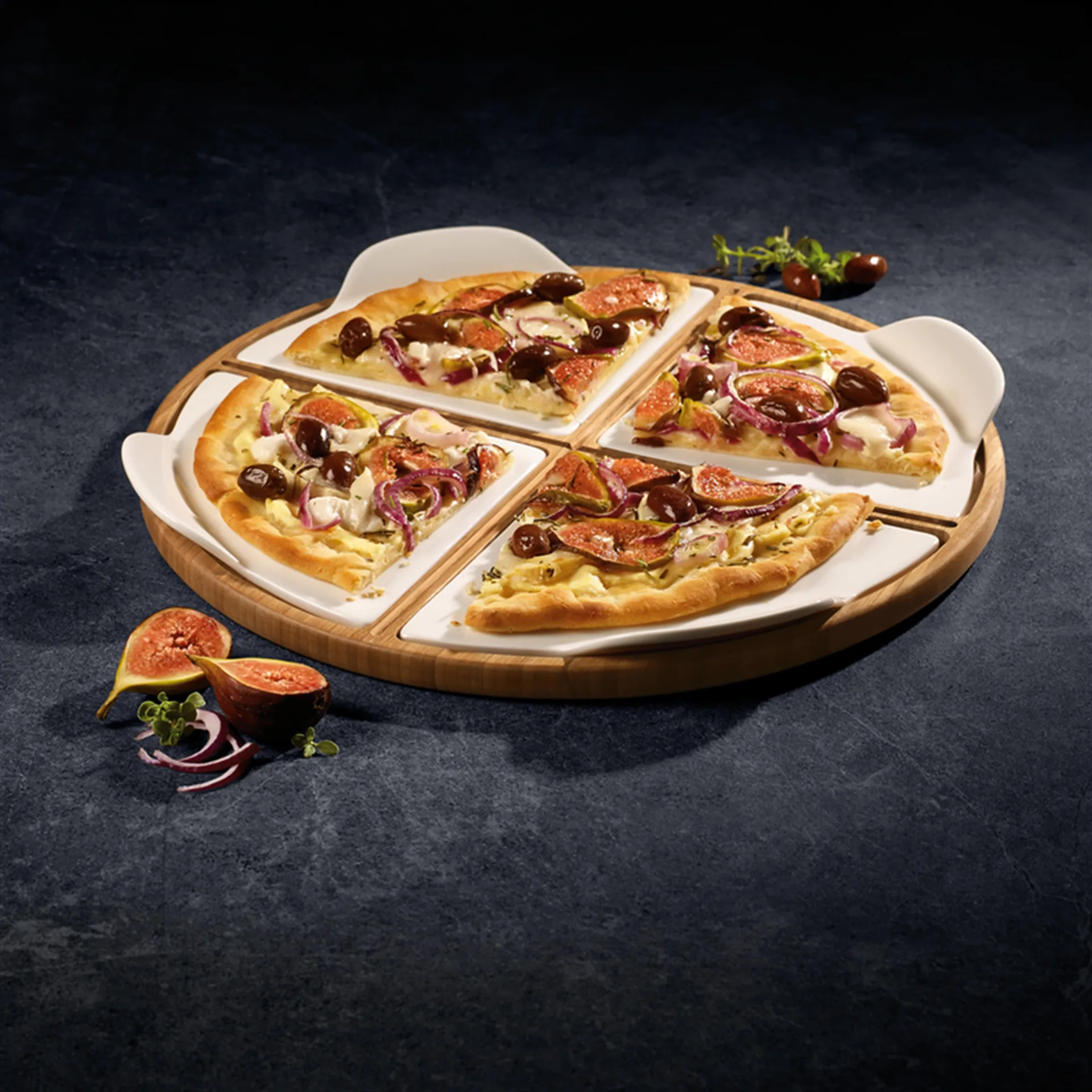 Fuente de servir Pizza Passion bambú, redonda, 5 piezas Villeroy & Boch