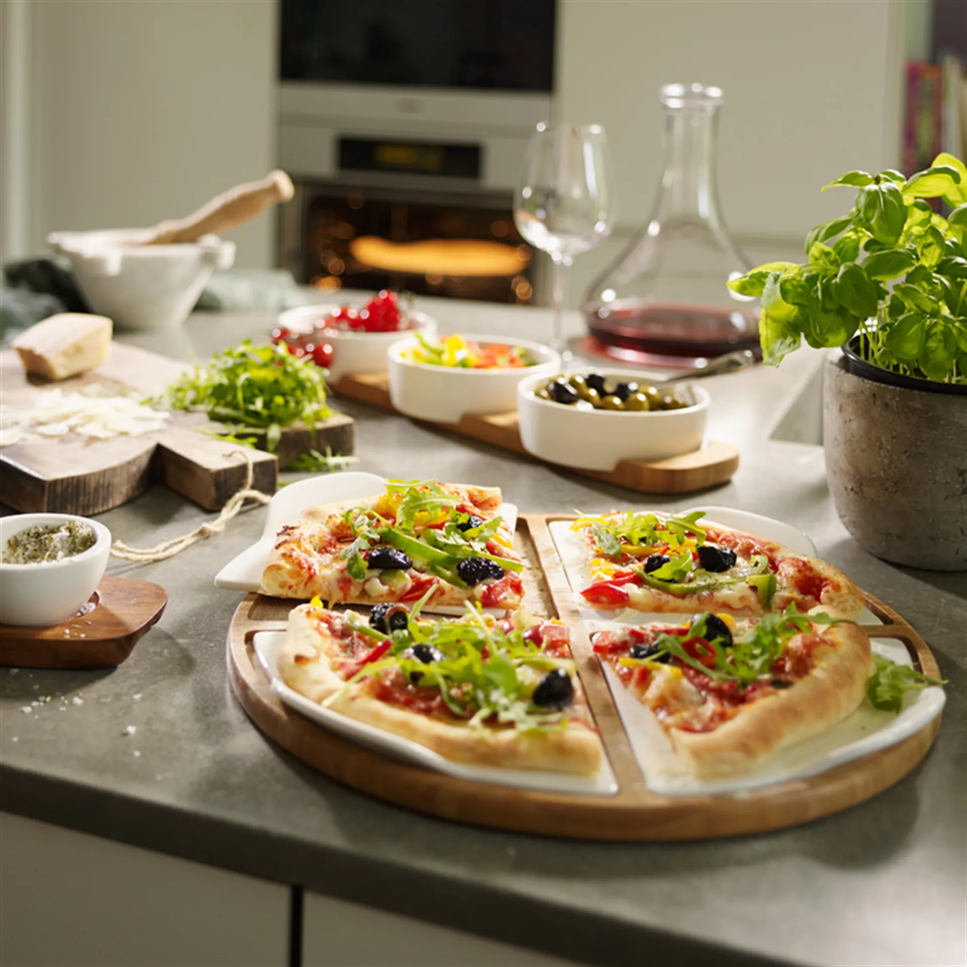 Fuente de servir Pizza Passion bambú, redonda, 5 piezas Villeroy & Boch