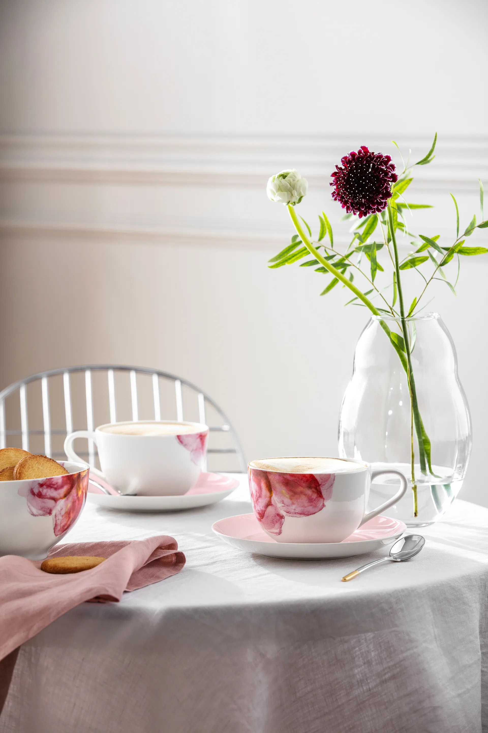 Taza con plato Rose Garden, Rosa-blanco Villeroy & Boch