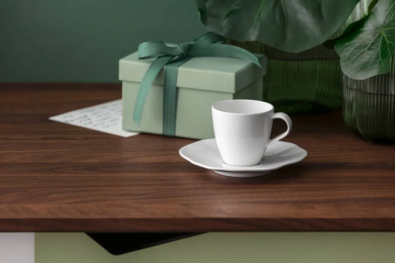 Taza de espresso Pura con plato, Blanco, 2 piezas Villeroy & Boch