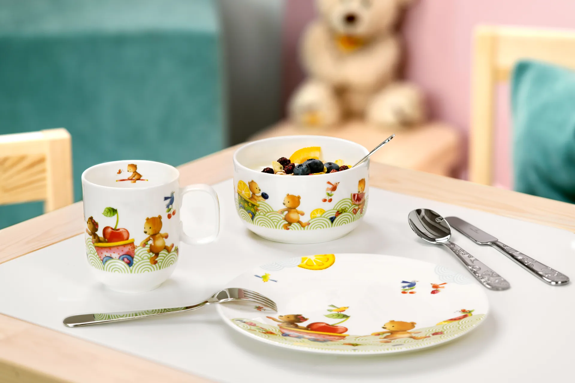 Vajilla infantil y cubiertos Hungry as a Bear, 7 piezas Villeroy & Boch