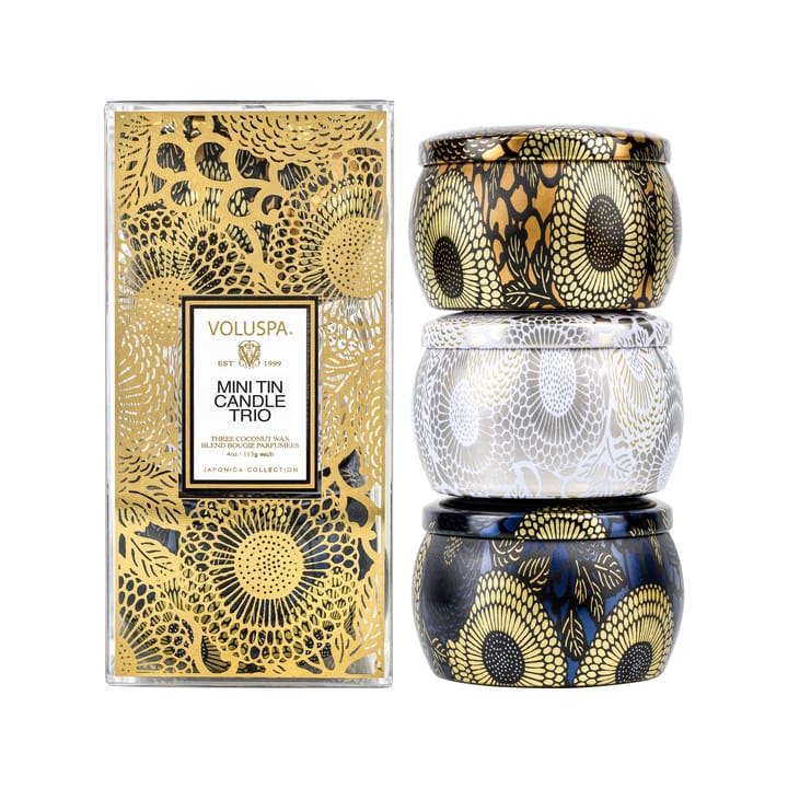 Set de regalo con velas aromáticas Japonica Mini Tin 2020 - 3 piezas - Voluspa