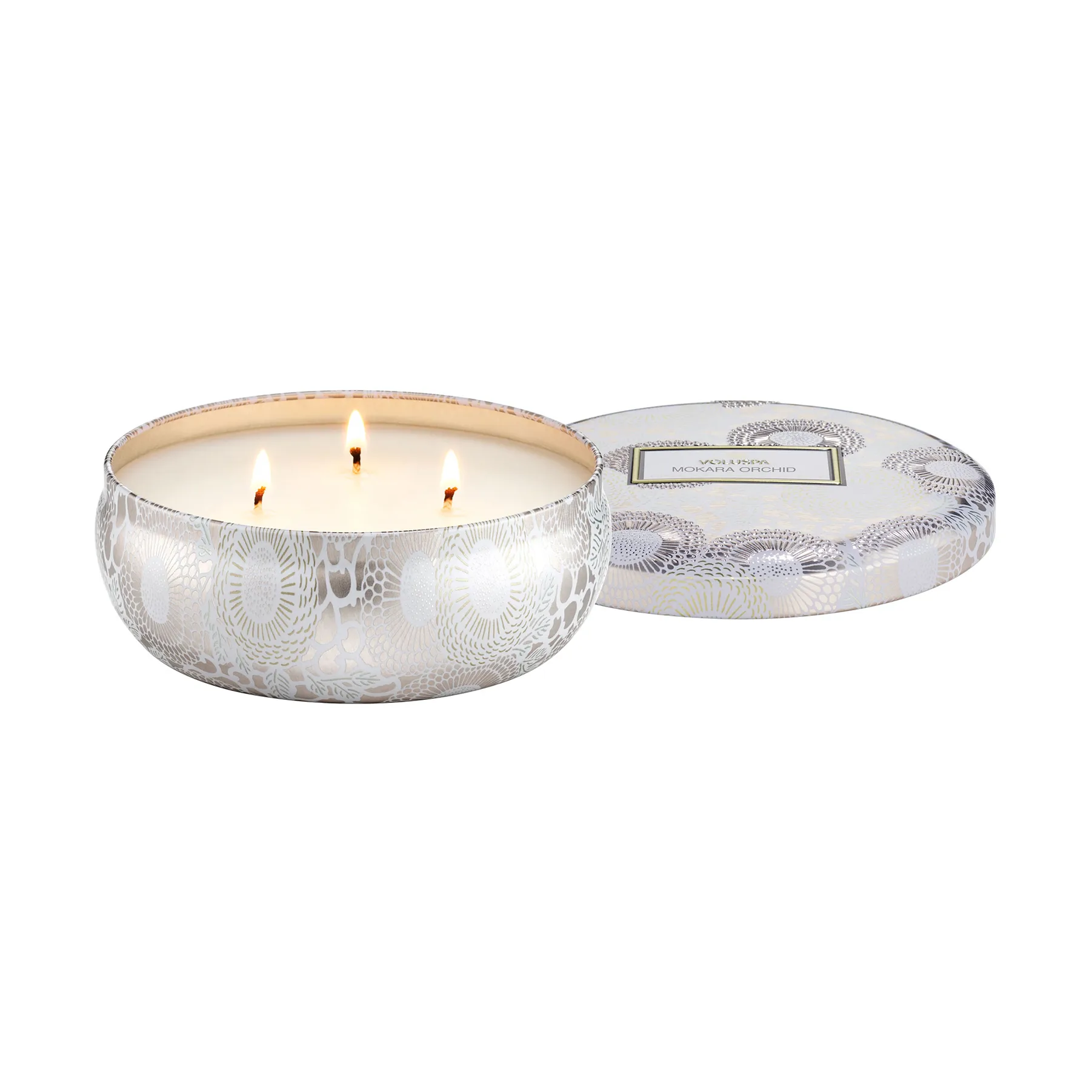 Vela aromática Japonica 3-wick Tin 40 horas, Orquídea Mokara Voluspa