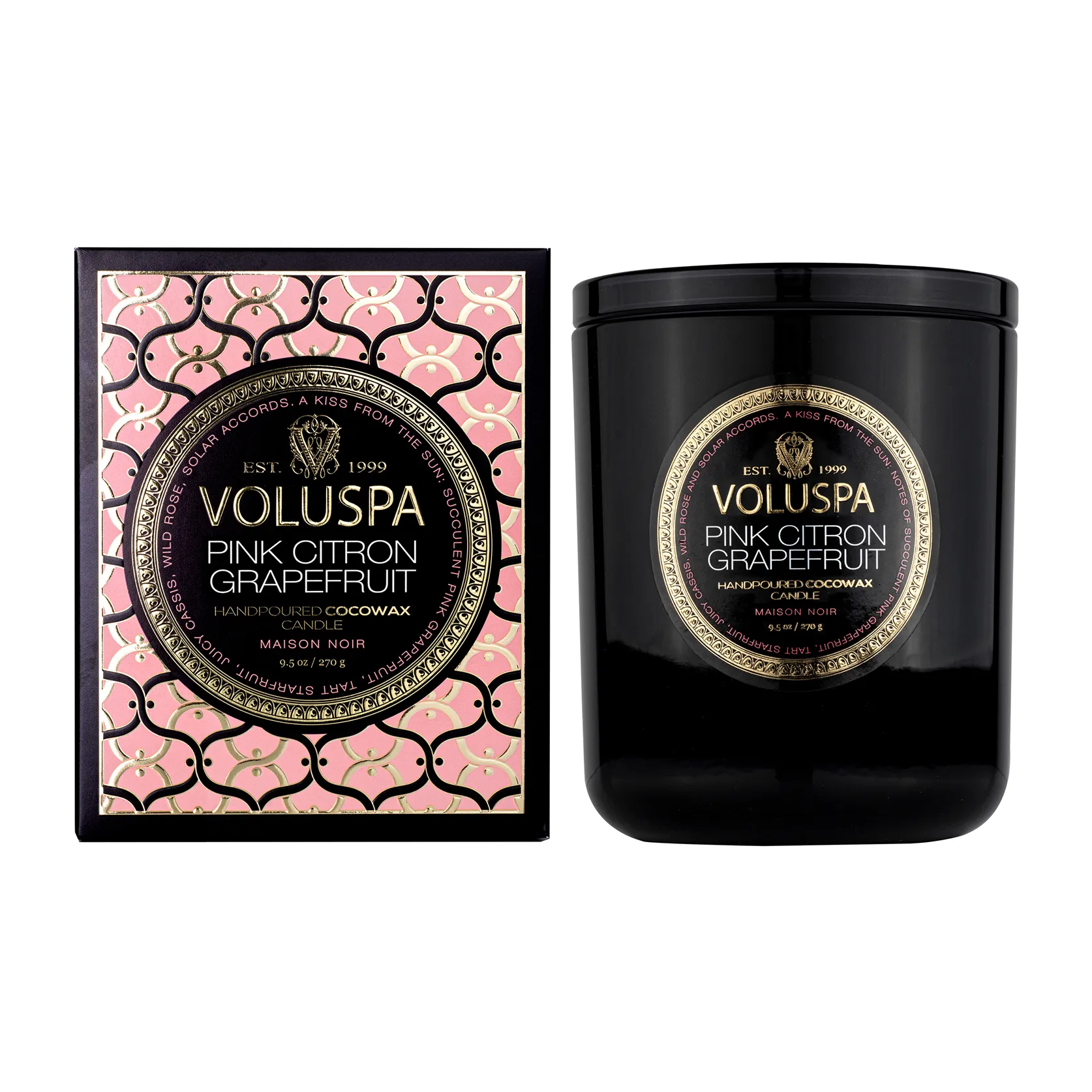 Vela perfumada Classic Maison Noir 60 horas, Pink Citron Grapefruit Voluspa