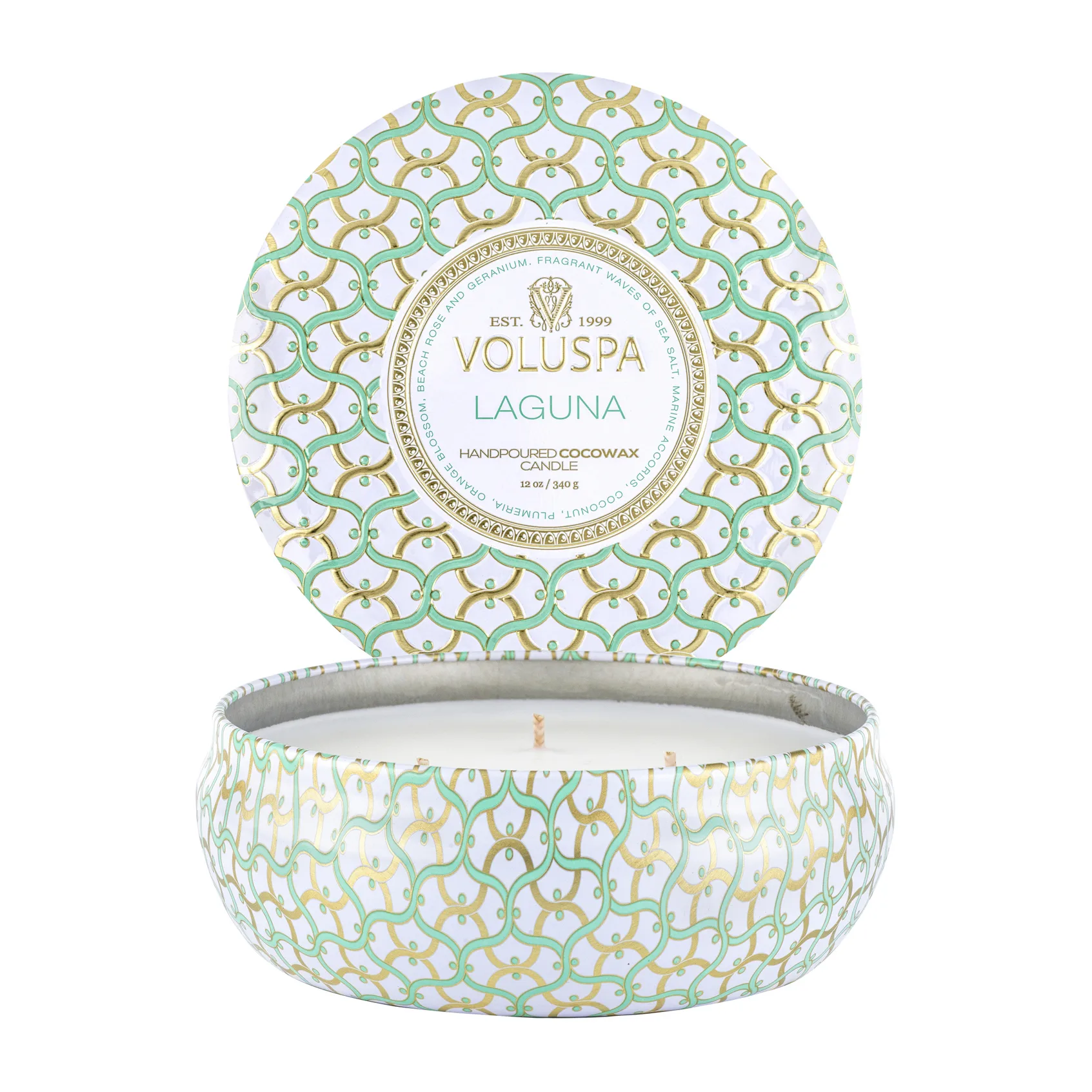 Vela perfumada Maison Blanc 3-wick Tin 40 horas, Laguna Voluspa