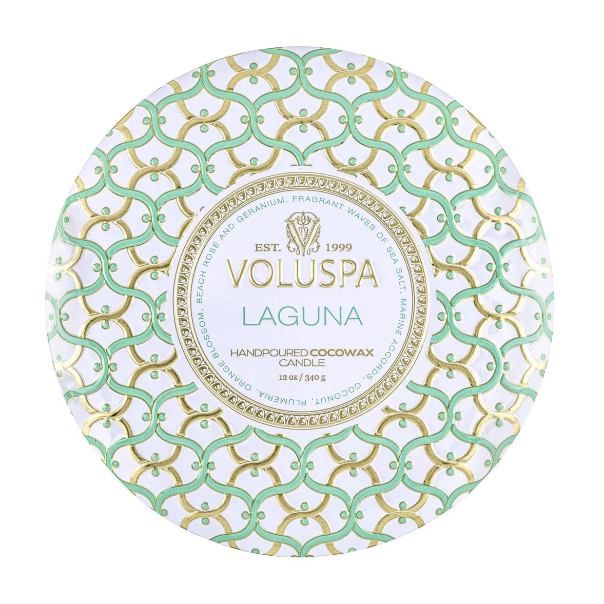 Vela perfumada Maison Blanc 3-wick Tin 40 horas, Laguna Voluspa