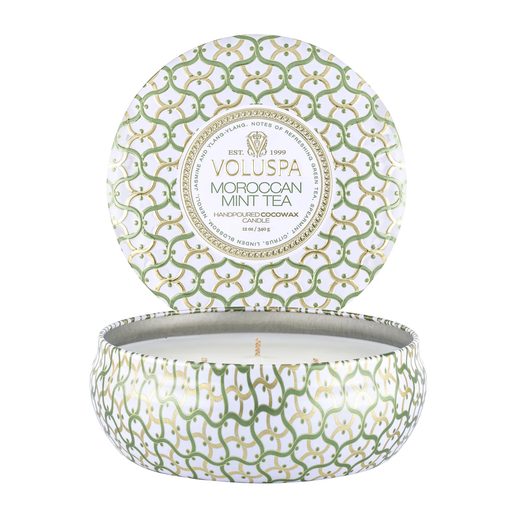 Vela perfumada Maison Blanc 3-wick Tin 40 horas, Moroccan Mint Tea Voluspa