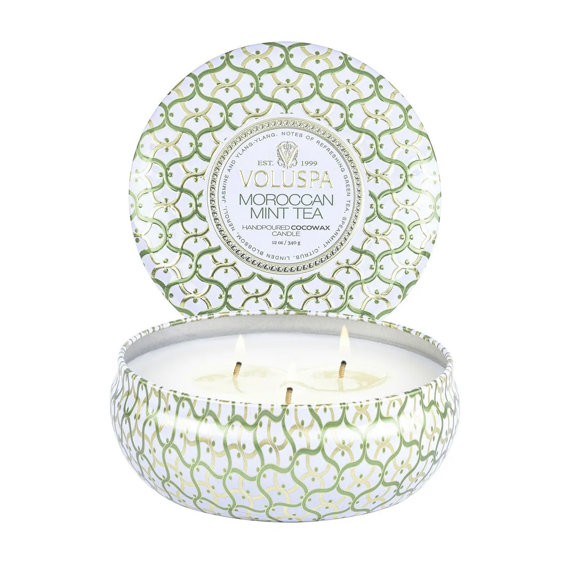 Vela perfumada Maison Blanc 3-wick Tin 40 horas, Moroccan Mint Tea Voluspa