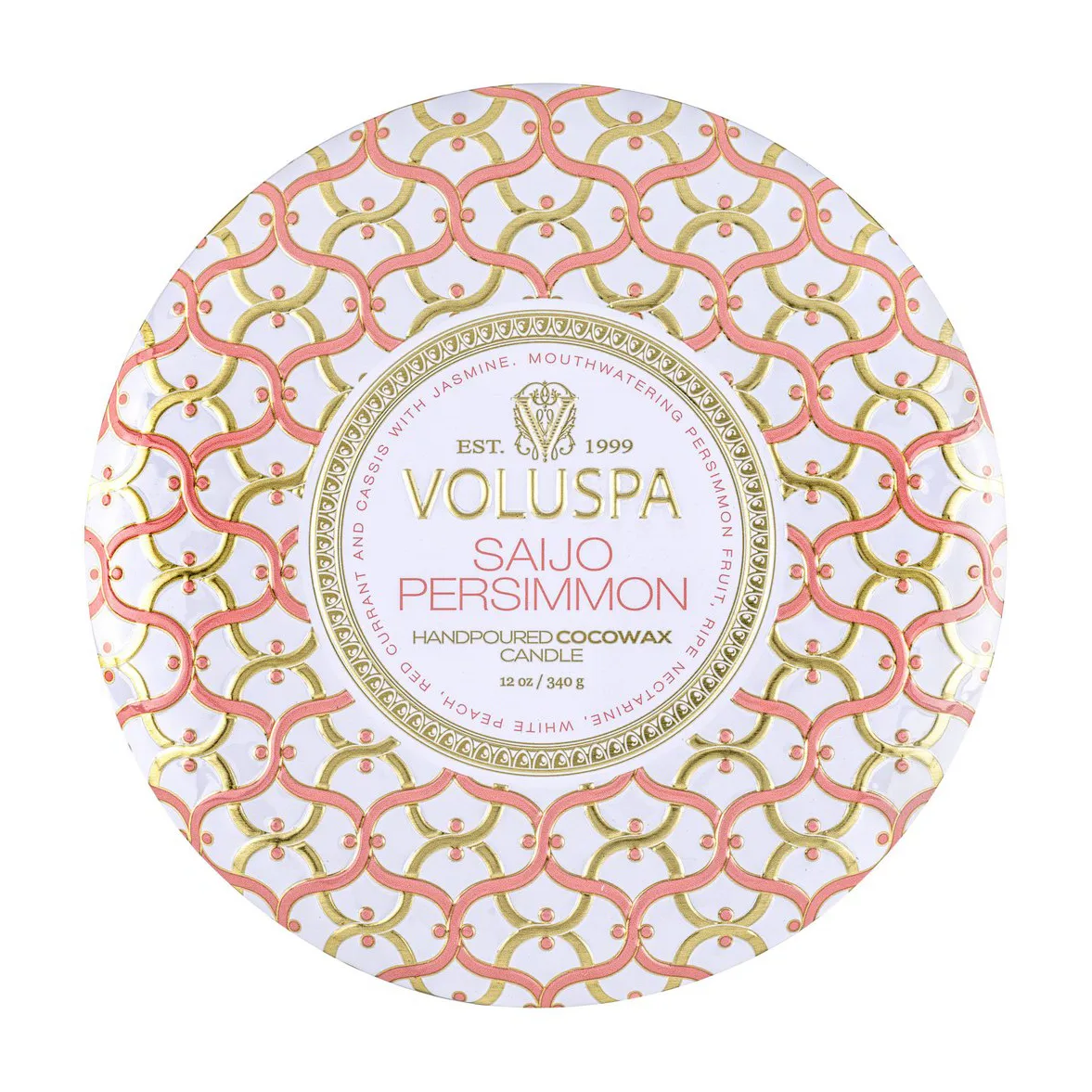 Vela perfumada Maison Blanc 3-wick Tin 40 horas, Saijo Persimmon Voluspa