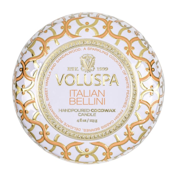 Vela perfumada Maison Blanc Mini Tin 25 horas - Italian Bellini - Voluspa