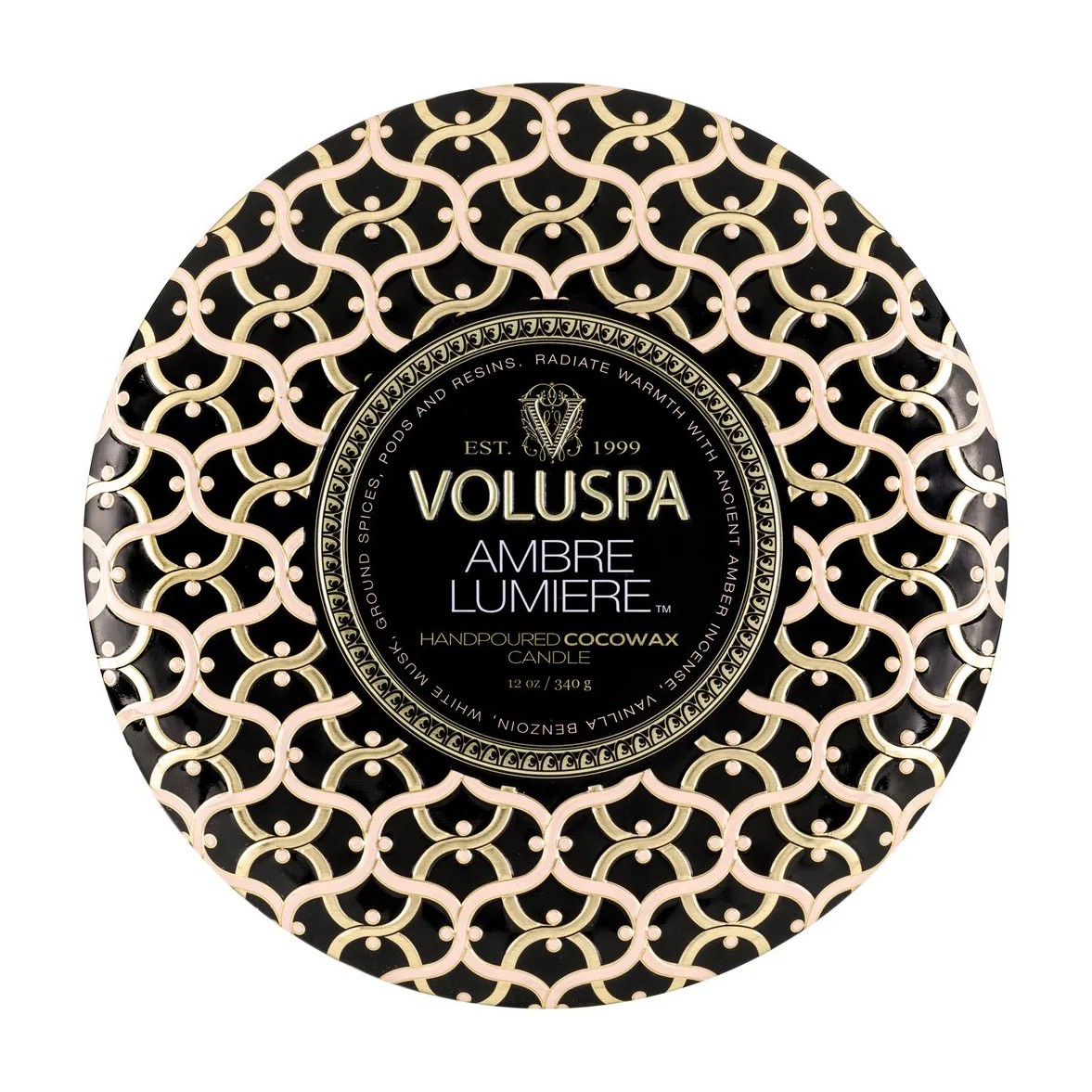 Vela perfumada Maison Noir 3-wick Tin 40 horas, Ambre Lumiere Voluspa