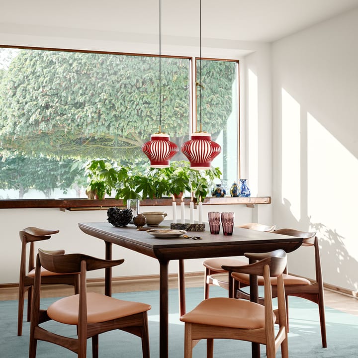 Lámpara colgante Opal Lamella, Rusty red, opal arenado Warm Nordic