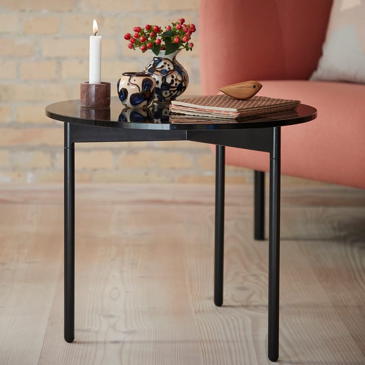 Mesa auxiliar con bastidor inferior negro From Above Ø52 cm , Gris Warm Nordic