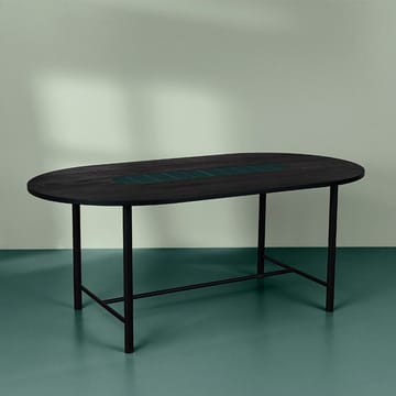 Mesa Be My Guest - Roble aceitado negro, patas de acero en negro, cerámica verde, 100x180 - Warm Nordic