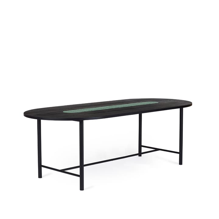 Mesa Be My Guest - Roble aceitado negro, patas de acero en negro, cerámica verde, 100x220 - Warm Nordic