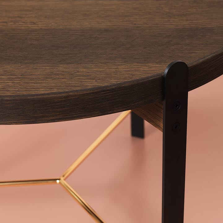 Mesa de centro Compose Ø70 cm con base de latón, Smoked oak Warm Nordic
