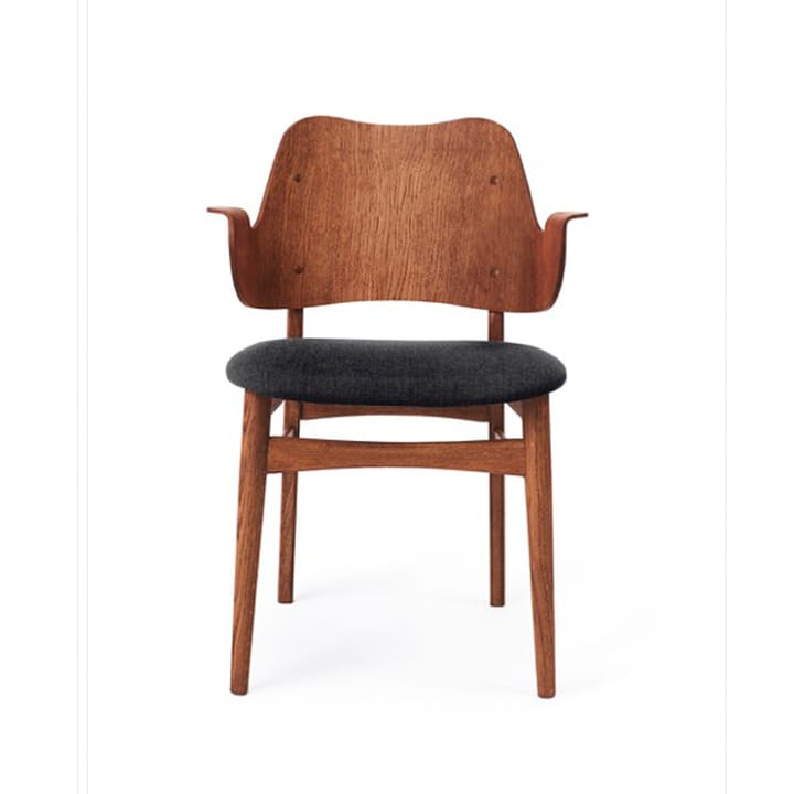 Silla Gesture asiento tapizado - Antracita-estructura de roble con aceite de teca - Warm Nordic
