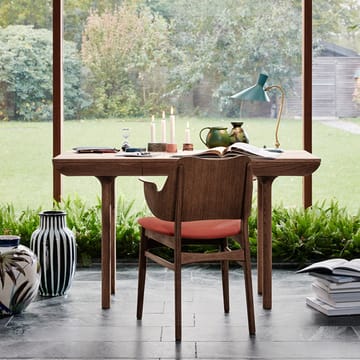 Silla Gesture asiento tapizado - Cuero prescott 207 black, base de roble con aceite de teca, asiento tapizado - Warm Nordic