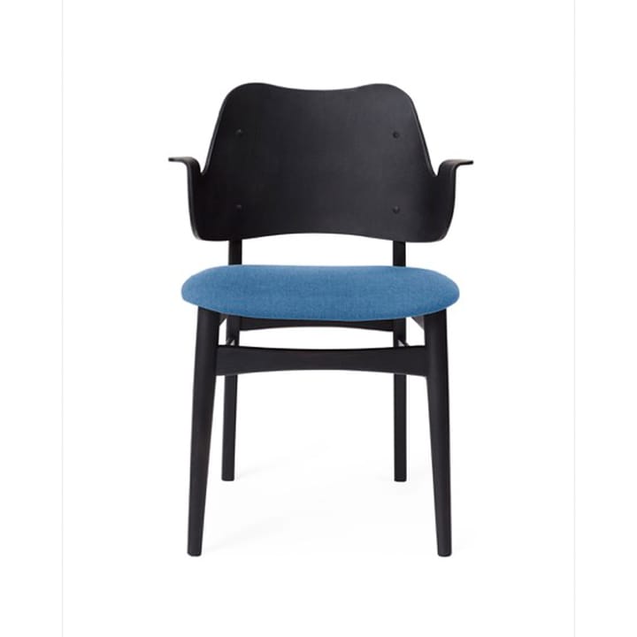 Silla Gesture asiento tapizado - Sea blue-base de haya lacada en negro - Warm Nordic