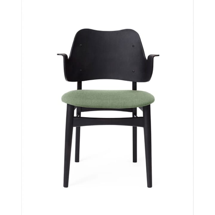Silla Gesture asiento tapizado - Tela tela 926 sage green, base de haya lacada en negro, asiento tapizado - Warm Nordic
