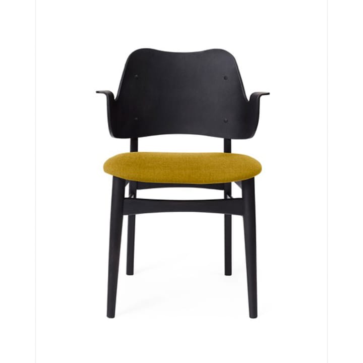 Silla Gesture asiento tapizado - Yellow-base de haya lacada en negro - Warm Nordic