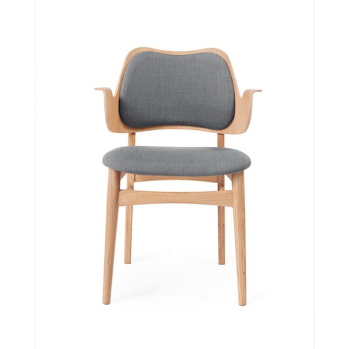 Silla Gesture asiento y respaldo tapizado - Tela tela 134 grey melange, base de roble aceitado blanco, asiento tapizado, respaldo tapizado - Warm Nordic