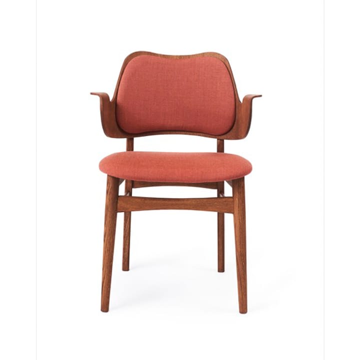 Silla Gesture asiento y respaldo tapizado - Tela tela 566 peachy pink, base de roble con aceite de teca, asiento tapizado, respaldo tapizado - Warm Nordic