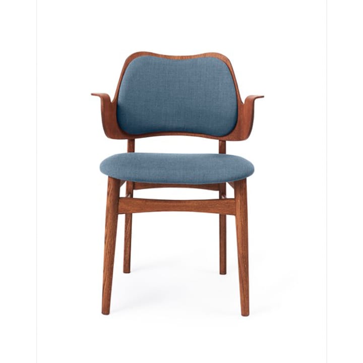 Silla Gesture asiento y respaldo tapizado - Tela tela 734 denim, base de roble con aceite de teca, asiento tapizado, respaldo tapizado - Warm Nordic
