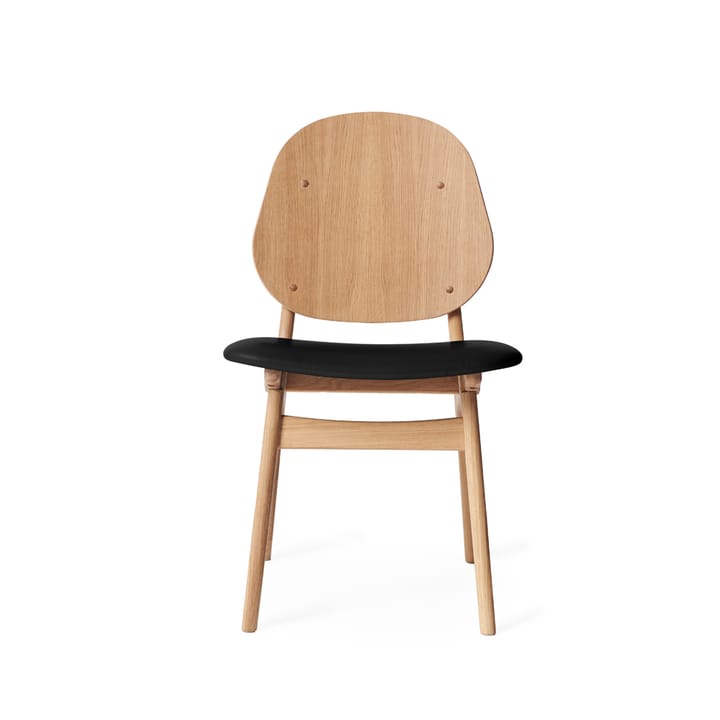 Silla Noble - Cuero negro, base de roble aceitado blanco - Warm Nordic