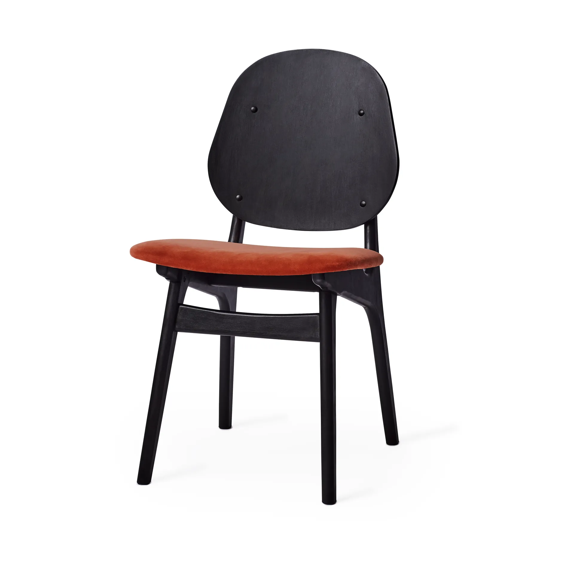Silla Noble, Tela brick red, estructura de haya lacado negro Warm Nordic