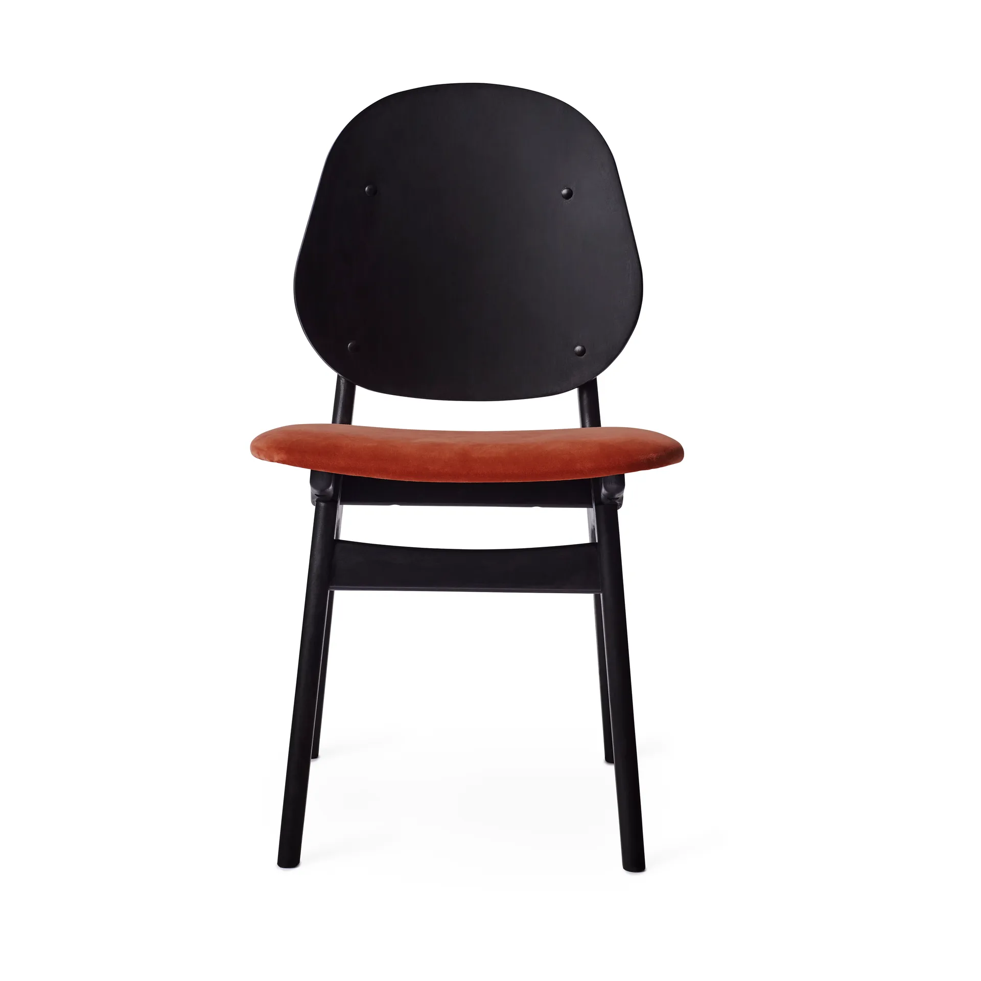 Silla Noble, Tela brick red, estructura de haya lacado negro Warm Nordic