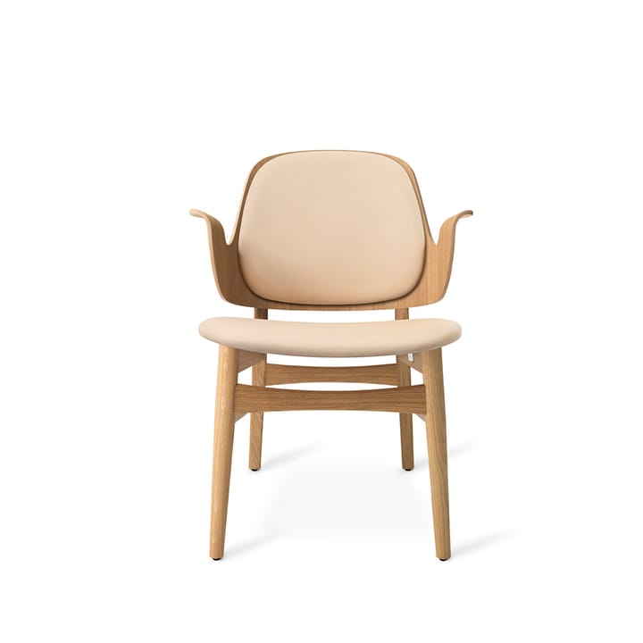 Sillón Gesture - Cuero vegetal 90 natural, base de roble aceitado blanco, asiento de latte - Warm Nordic