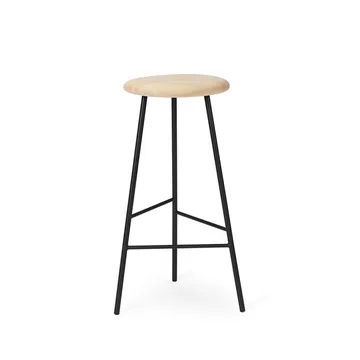 Taburete bar Pebble - Fresno aceitado, altura 75, base negra - Warm Nordic