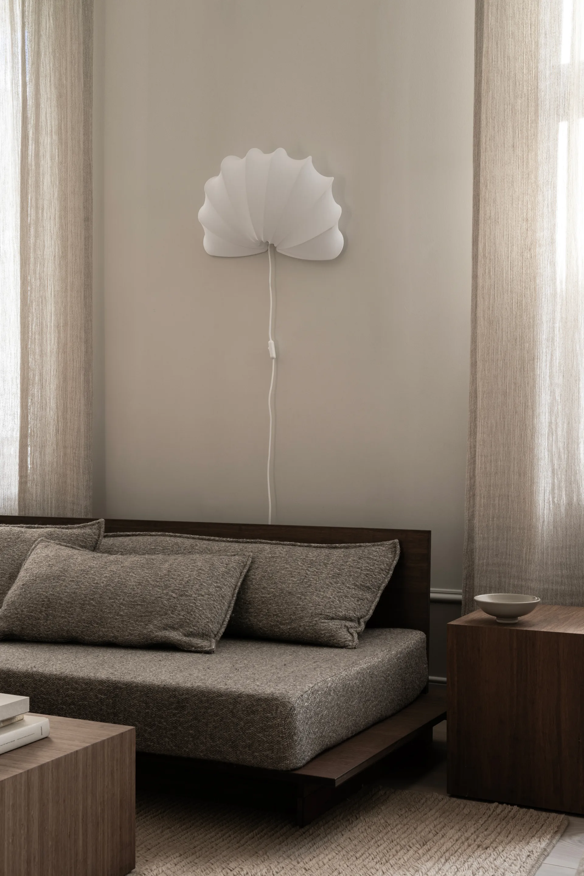 Lámpara de pared Anna L 54 cm, White cotton Watt & Veke