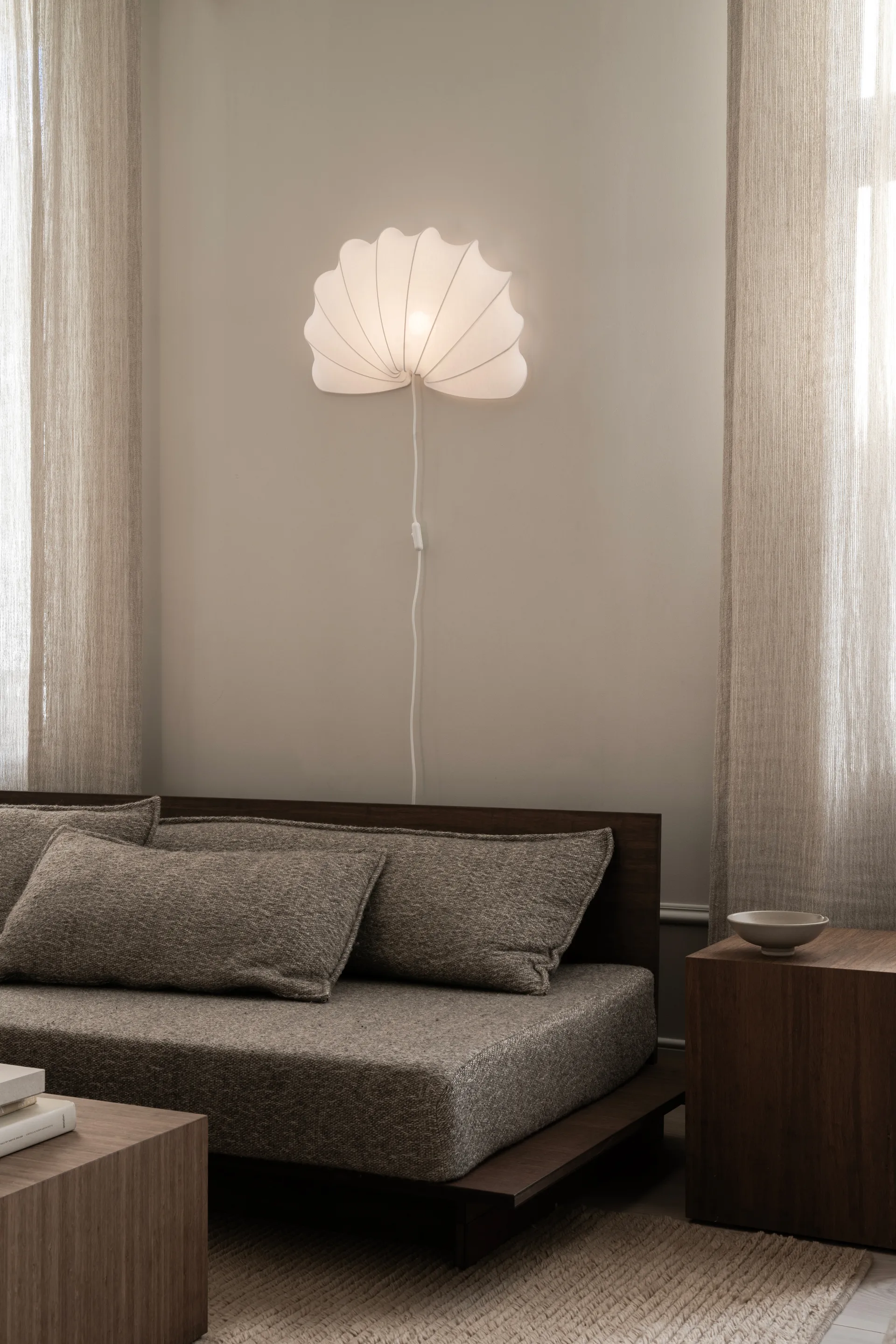 Lámpara de pared Anna L 54 cm, White cotton Watt & Veke