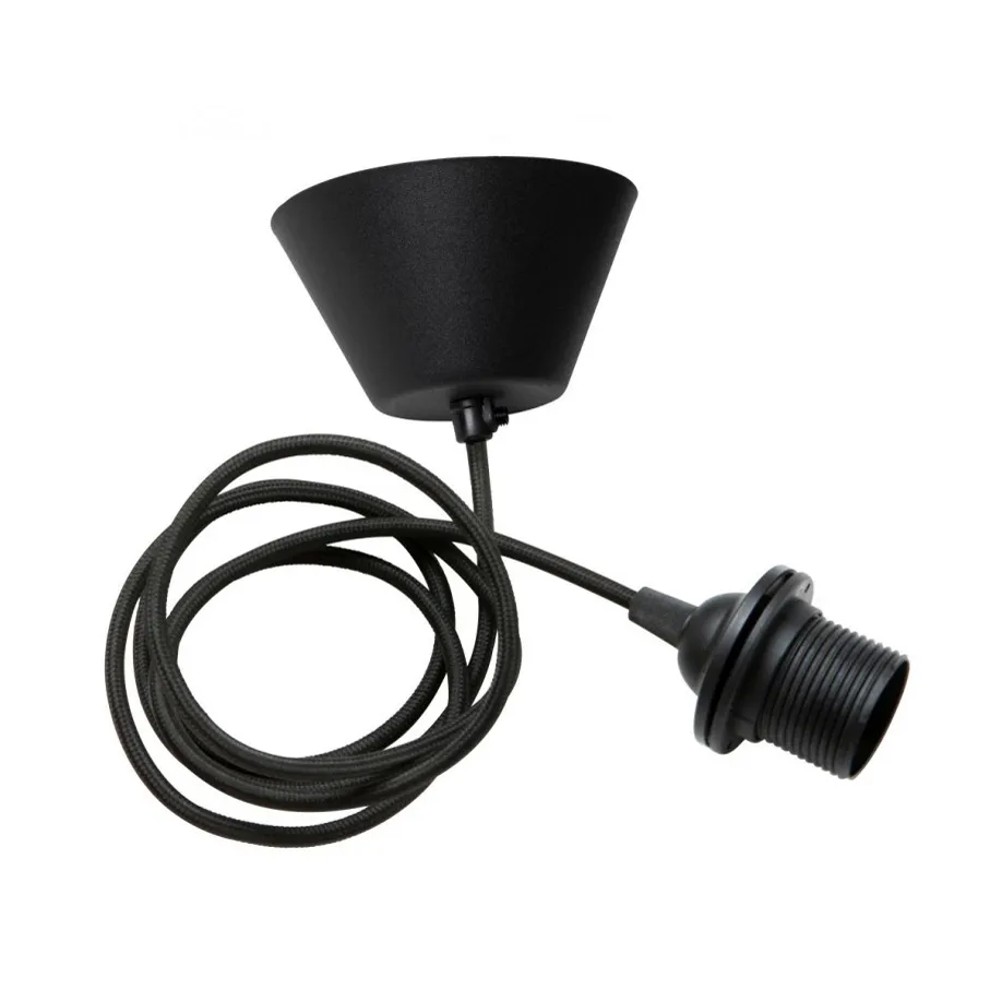 Montura para lámpara de techo Watt & Veke cable recubierto de tela, negro Watt & Veke