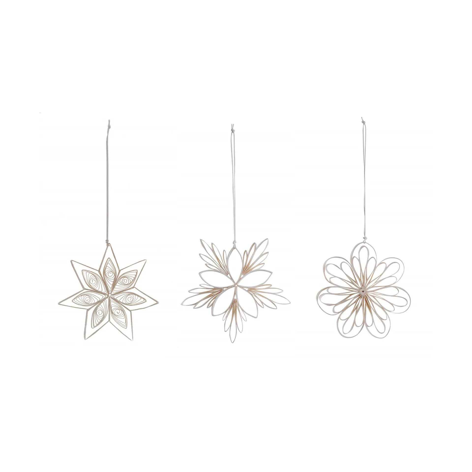 Set de 3 colgantes navideños Star mezcla, Blanco Watt & Veke