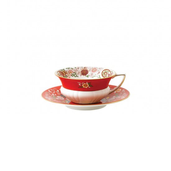 Taza de té y platillo Wonderlust - crimson jewel - Wedgewood