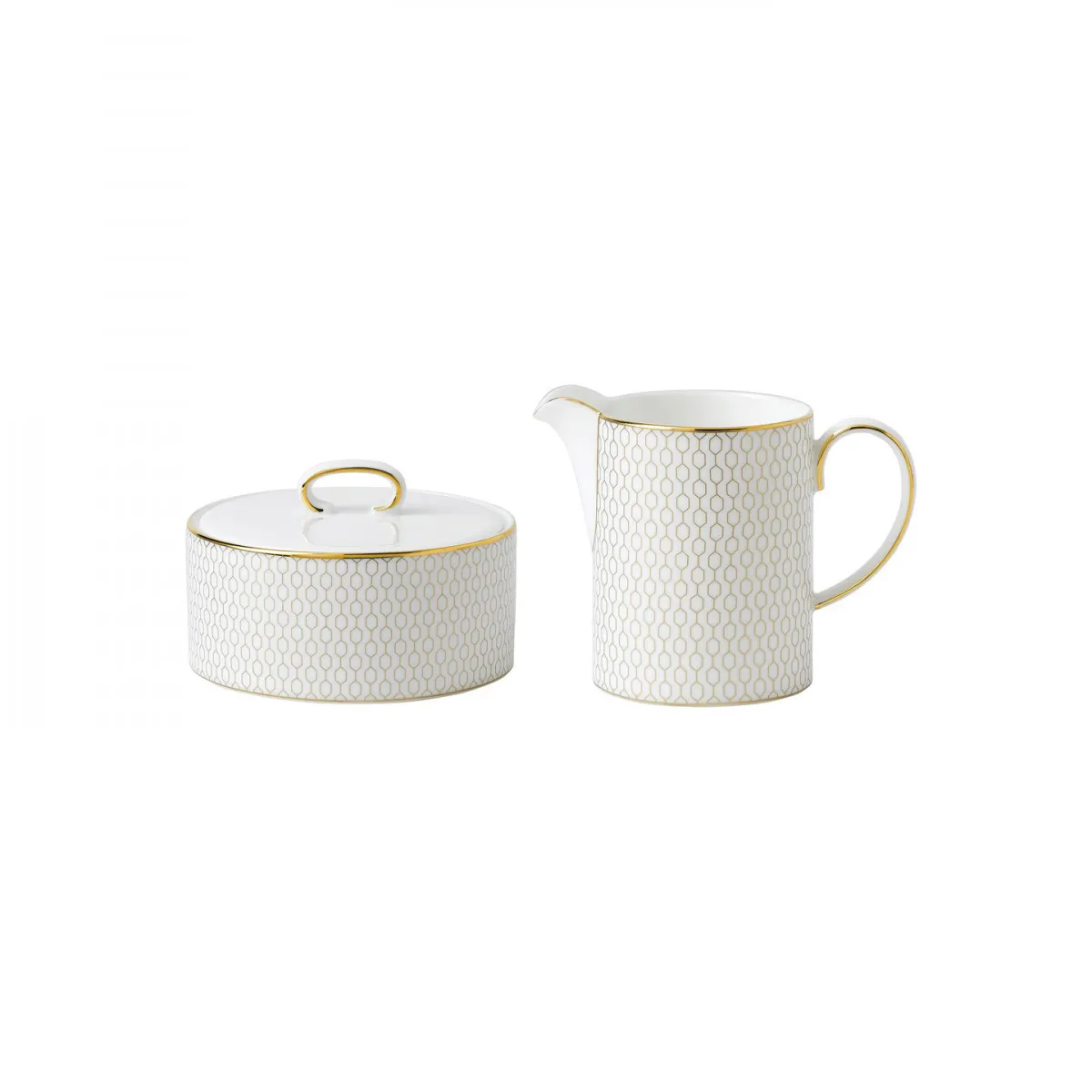 Azucarero y Jarra de leche Arris, blanco Wedgwood