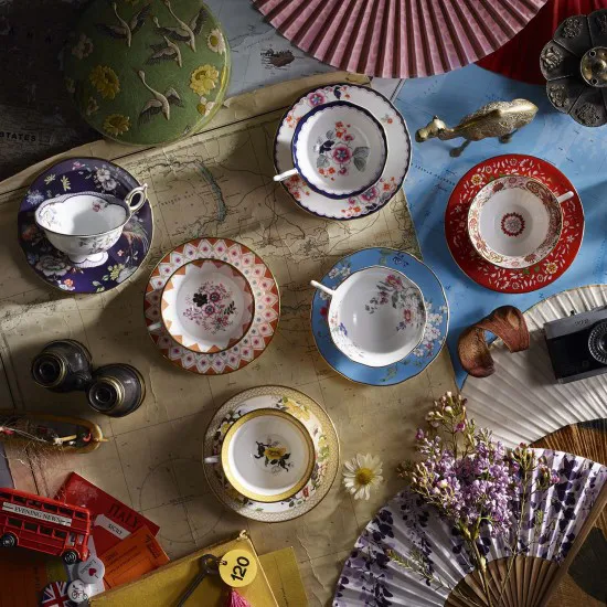 Taza de té y platillo Wonderlust, crimson jewel Wedgwood