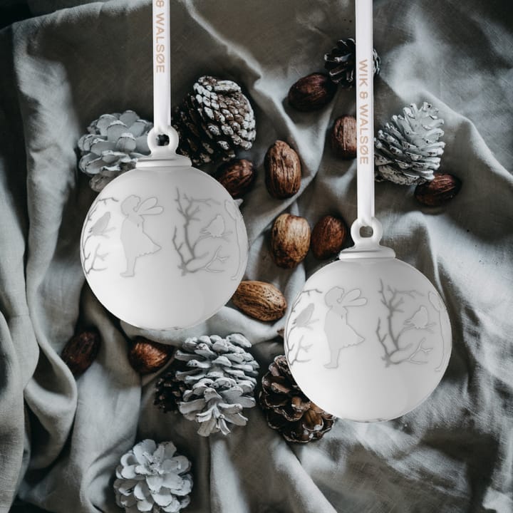 2 Bolas de navidad Alv pequeñas - blanco-gris - Wik & Walsøe