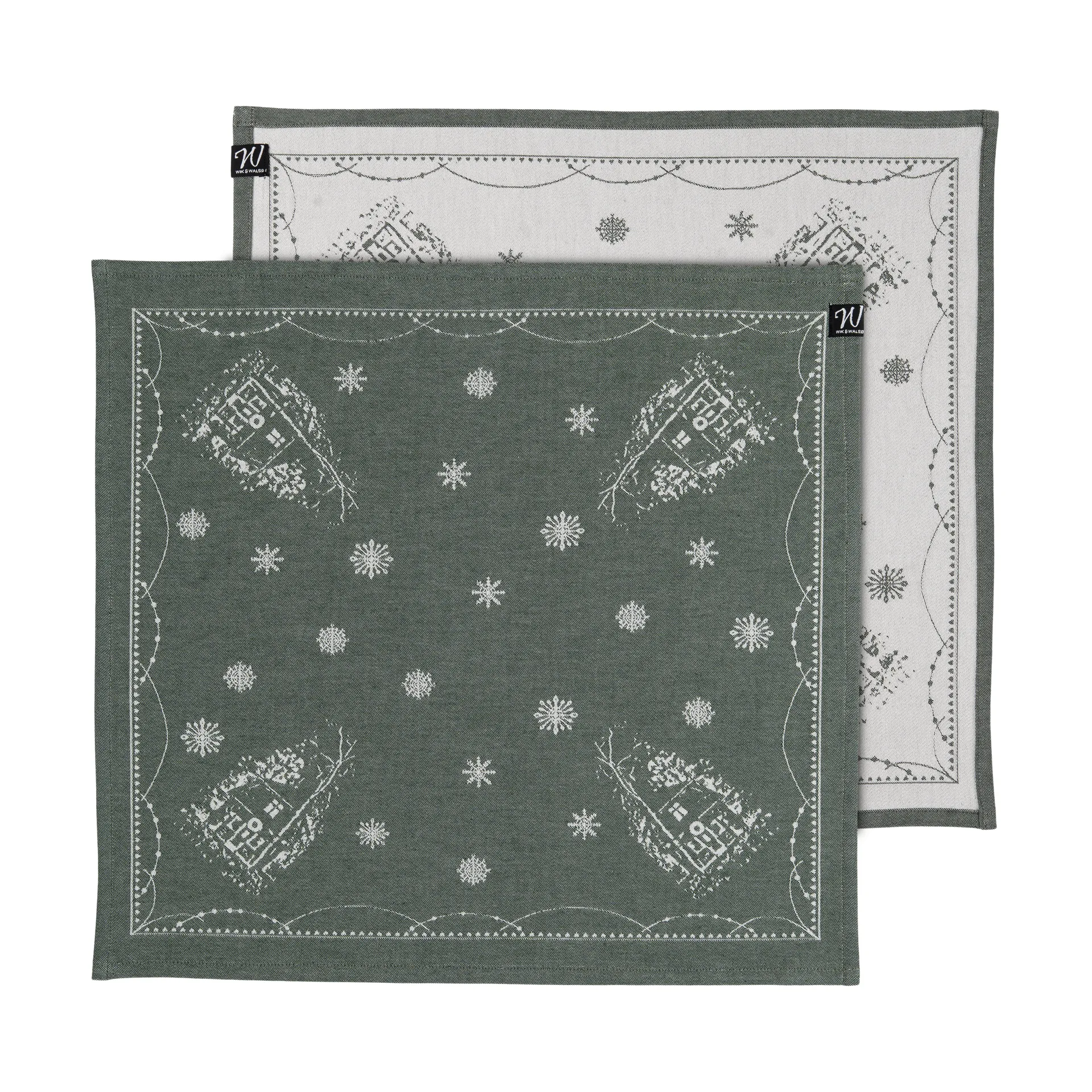 Servilletas de tela Julemorgen 45x45 cm, 2-pack, Blanco-verde Wik & Walsøe